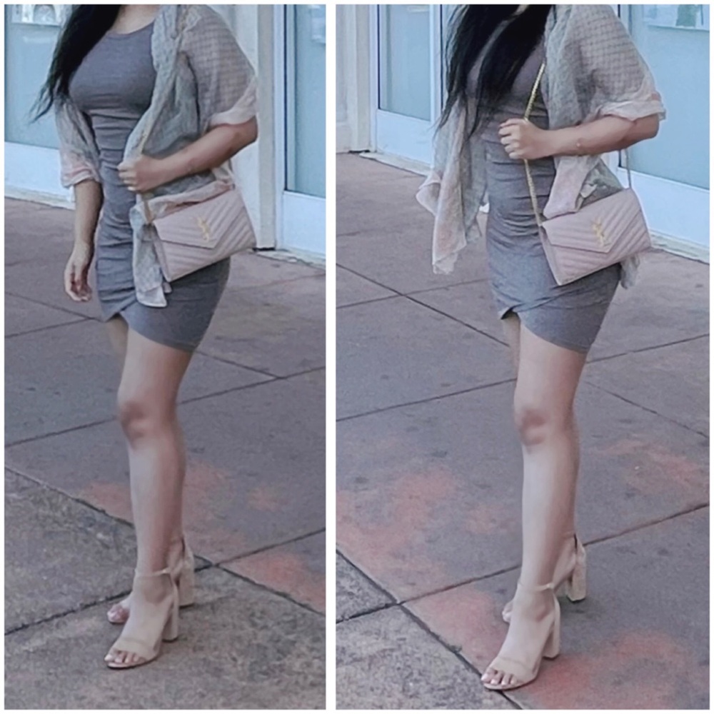 Leith Taupe Sleeveless Midi Dress